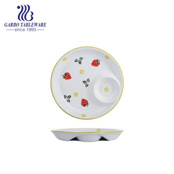 Fancy unique hand painted strawberry design deep 10inch round porcelain plate