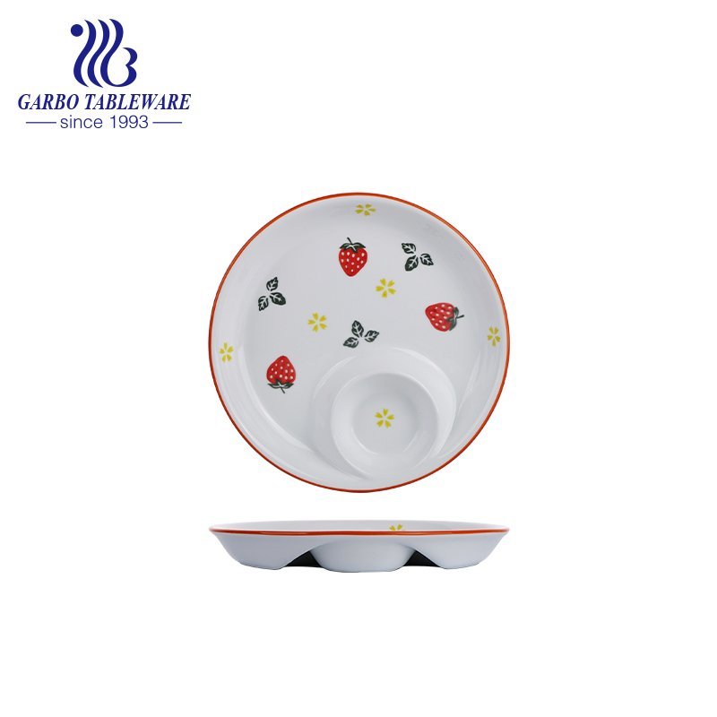 Необычный уникальный ручной росписью клубничный дизайн глубокой 10-дюймовой круглой фарфоровой тарелки