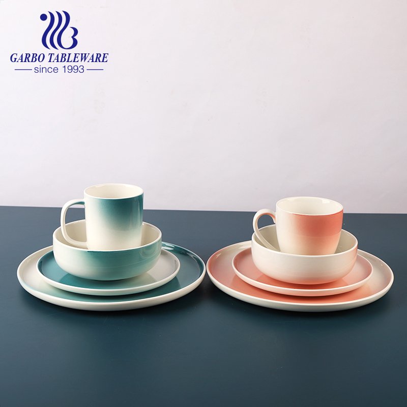 Conjunto de jantar de porcelana de alta qualidade com mudança gradual de cor