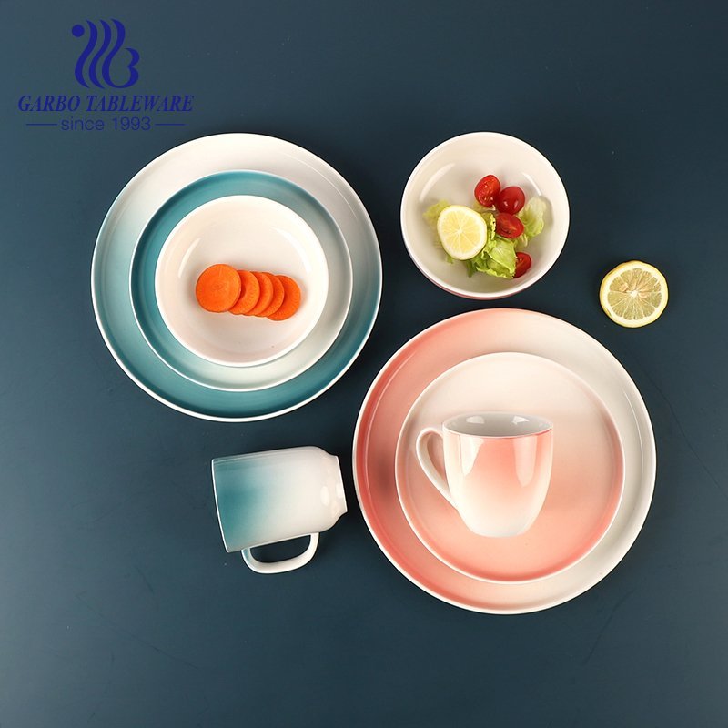 Conjunto de jantar de porcelana de alta qualidade com mudança gradual de cor