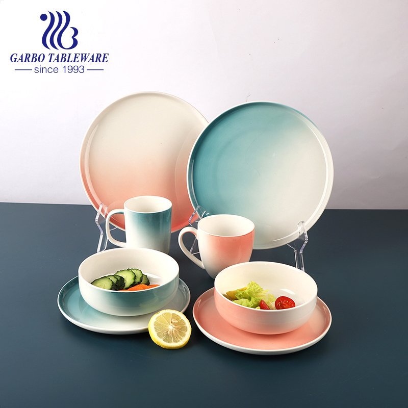 Conjunto de jantar de porcelana de alta qualidade com mudança gradual de cor