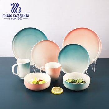 Hochwertiges Porzellan-Geschirrset mit allmählicher Farbänderung