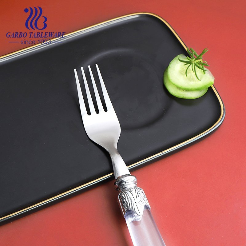 Good-price 410 13/0 SS dinner fork with plastic handle for table hotel use