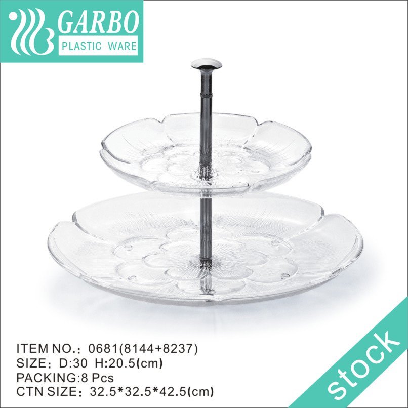 Food Safe Strong 2-Tier Plastic Party Cupcake Stand Mini Cake Display Platos de postre para eventos en interiores y exteriores