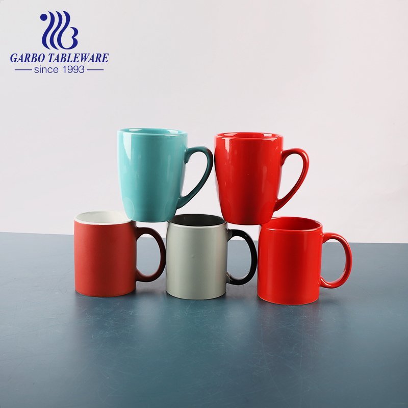 Stoneware ceramic mug engraved fashion design mugs orange color cup with big handle full color glaze cups decoration