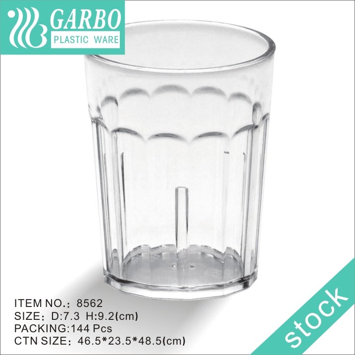 Vaso de vidrio de policarbonato para beber jugo de agua transparente irrompible de 9 oz