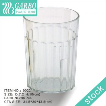 Cute transparent polycarbonate glass drinking tumbler 10oz with line design