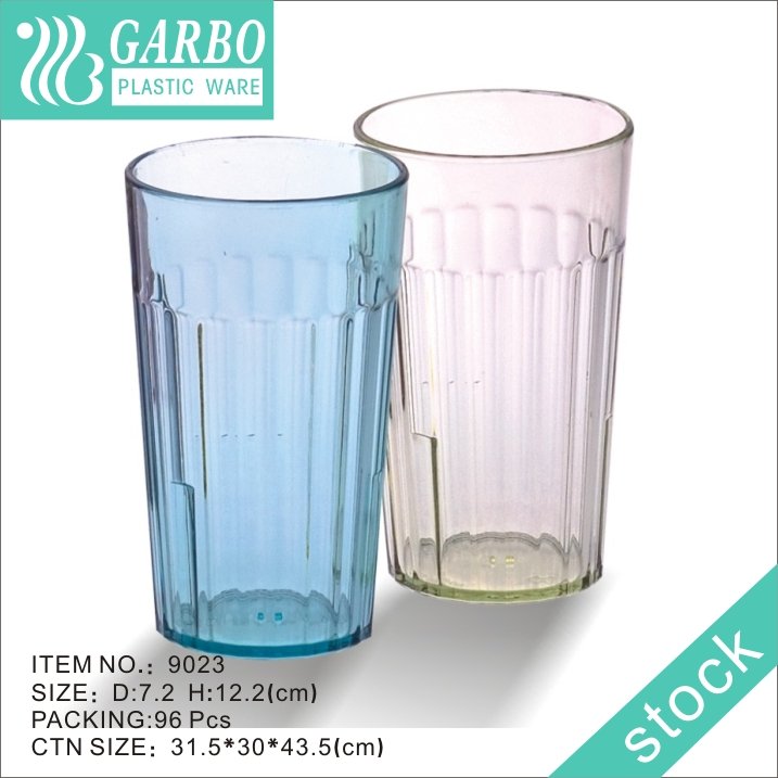 Vaso de vidrio de policarbonato para beber jugo de agua transparente irrompible de 9 oz