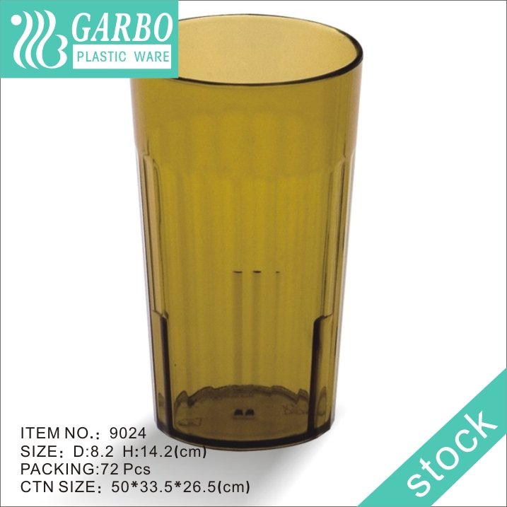 Copo de vidro de cerveja de plástico policarbonato de grau alimentício cor âmbar 9 oz