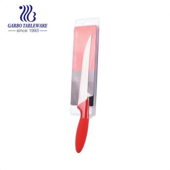 China Wholesale Utensílios de cozinha 420 Faca de aço inoxidável colorido logotipo personalizado de uso doméstico Faca cortadora com mão PP