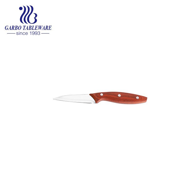 Cuchillo de acero inoxidable práctico de 3.5 pulgadas, uso afilado de cocina, logotipo personalizado, cuchillo de pelar de color a mano