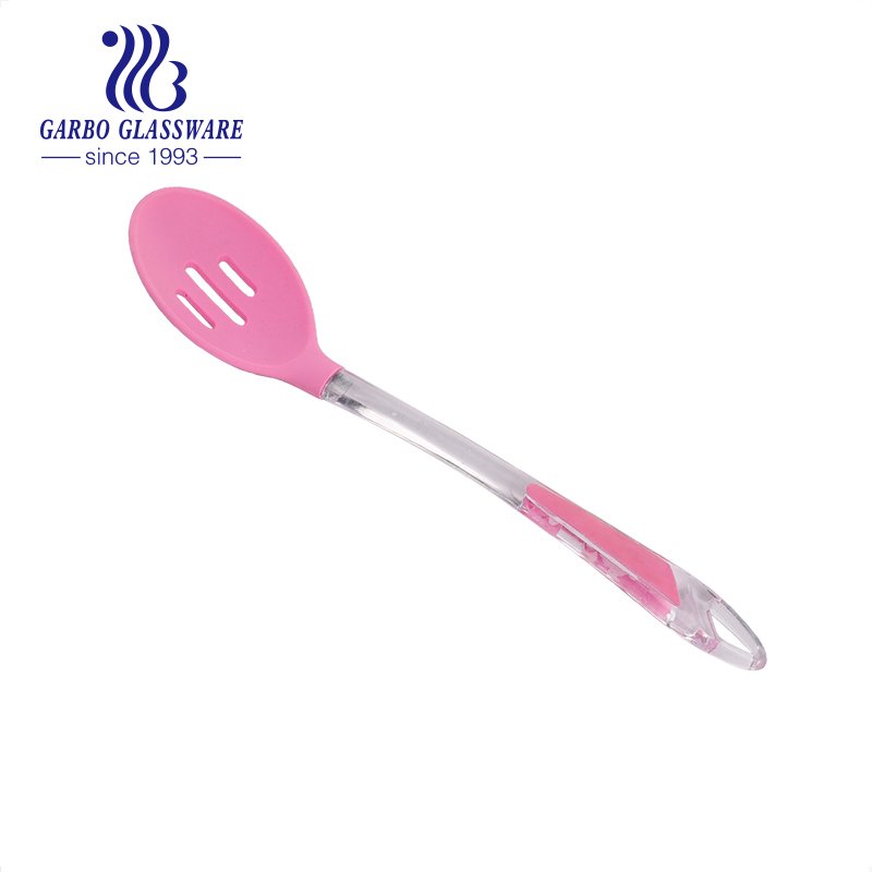 Pink color Silicone Ladle Soup Spoon Set of 2, Nonstick Heat Resistant Long Handle Unbreakable Big Round Scoop for Home Kitchen Cooking