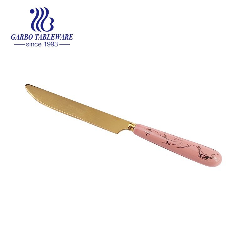 Elegant Ceramic Handle Stainless Steel Cutlery Dinner Knife Use for Home Kitchen or Restaurant 7.5 Inch