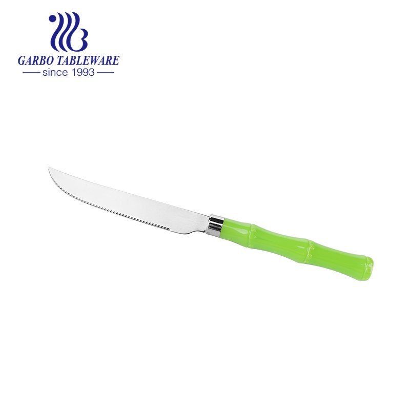 Vajilla Garbo popular cuchillo de barbacoa para cena de mesa de acero inoxidable con mango de PP transparente para cocina de restaurante