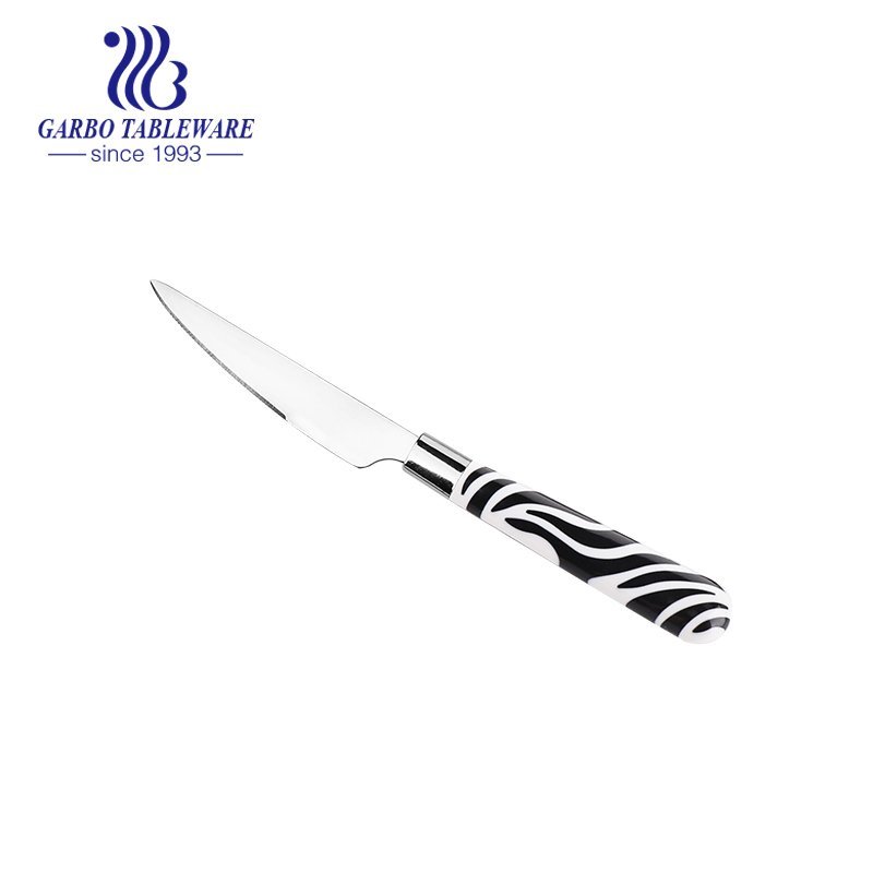 غسالة أطباق آمنة لتلميع المرآة 201 سكين عشاء من الفولاذ المقاوم للصدأ بمقبض بلاستيكي