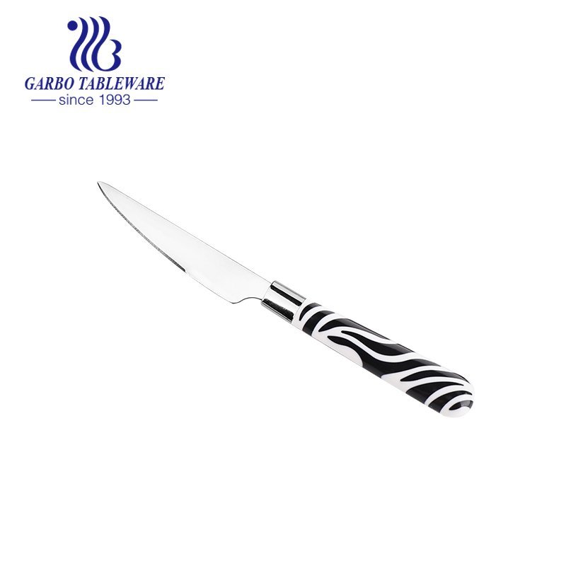 Cuchillo de cena de acero inoxidable 201 para pulimento de espejo apto para lavavajillas con mango de plástico