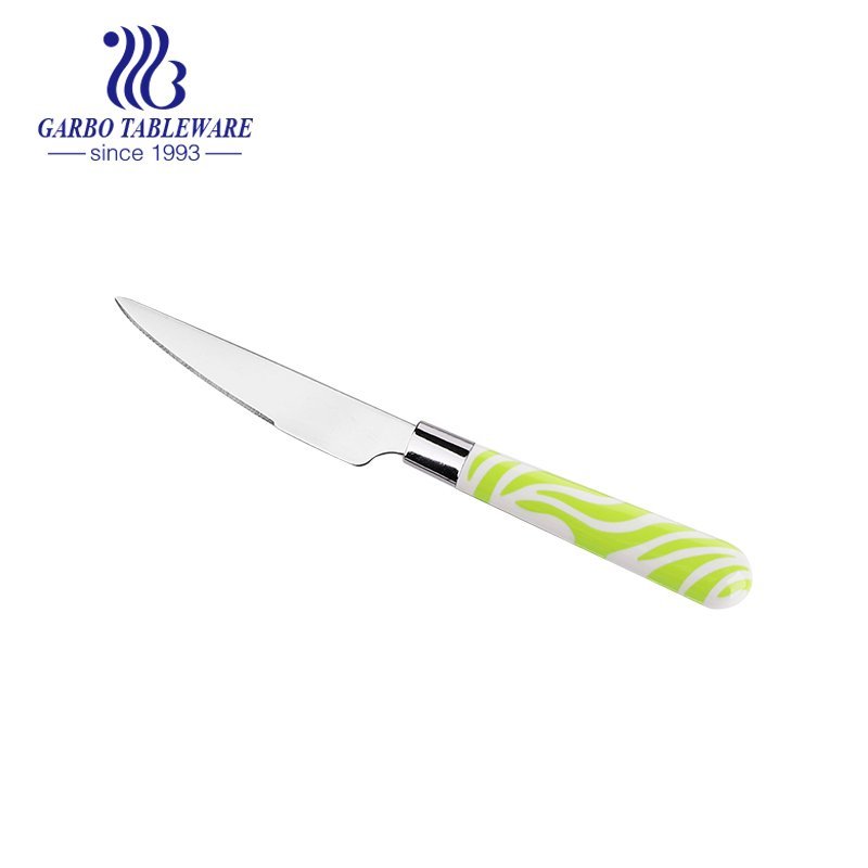 غسالة أطباق آمنة لتلميع المرآة 201 سكين عشاء من الفولاذ المقاوم للصدأ بمقبض بلاستيكي