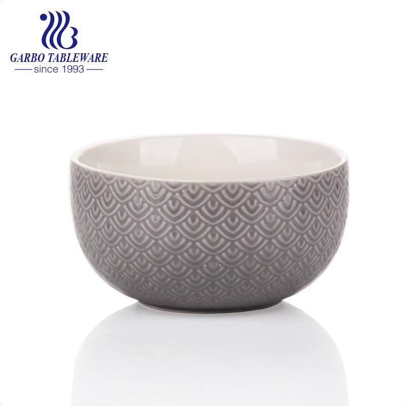 500ml ceramic bowl with outside pattern and color for home usage