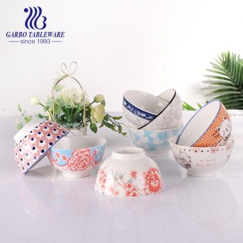 300ml ceramic bowl with outside underglazed color design for wholesale