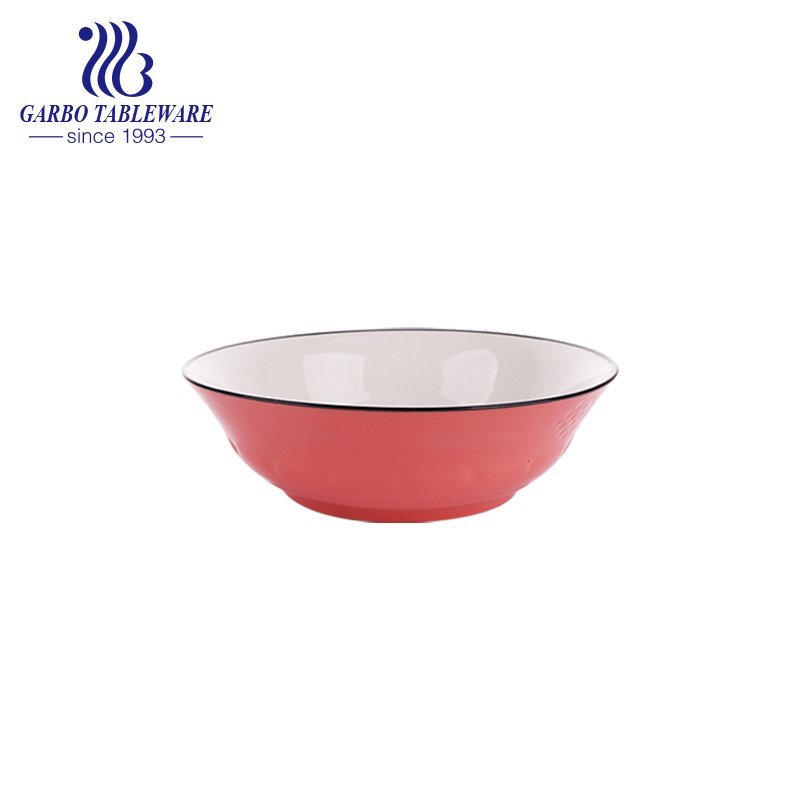 500ml ceramic bowl with outside pattern and color for home usage
