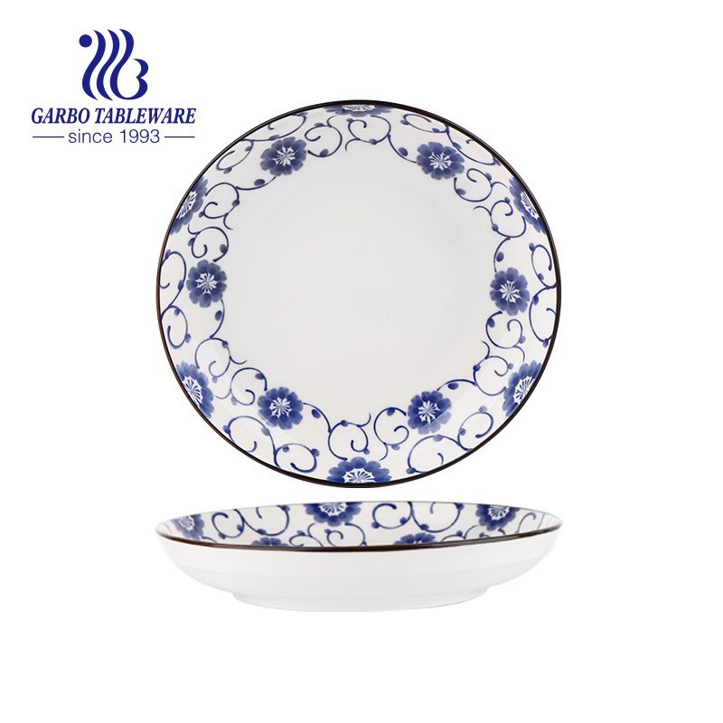 New arrival fancy unique under glazed decor design fine plain 8inch porcelain dinner charger plate