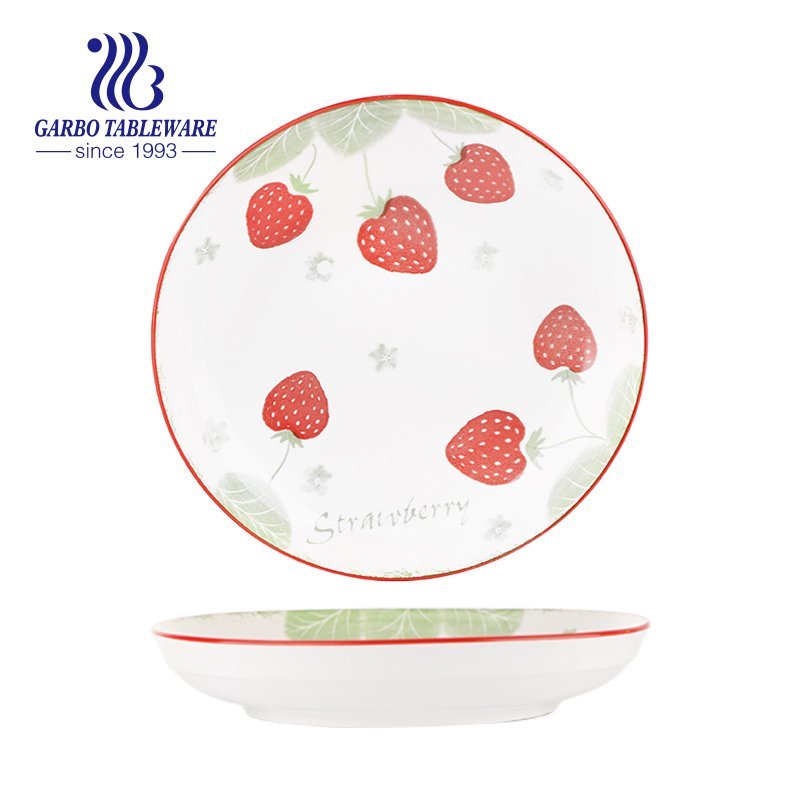 Wholesale A/B grade heatable microwave safe round deep dish under glazed decor 8inch fine porcelain dinner plate