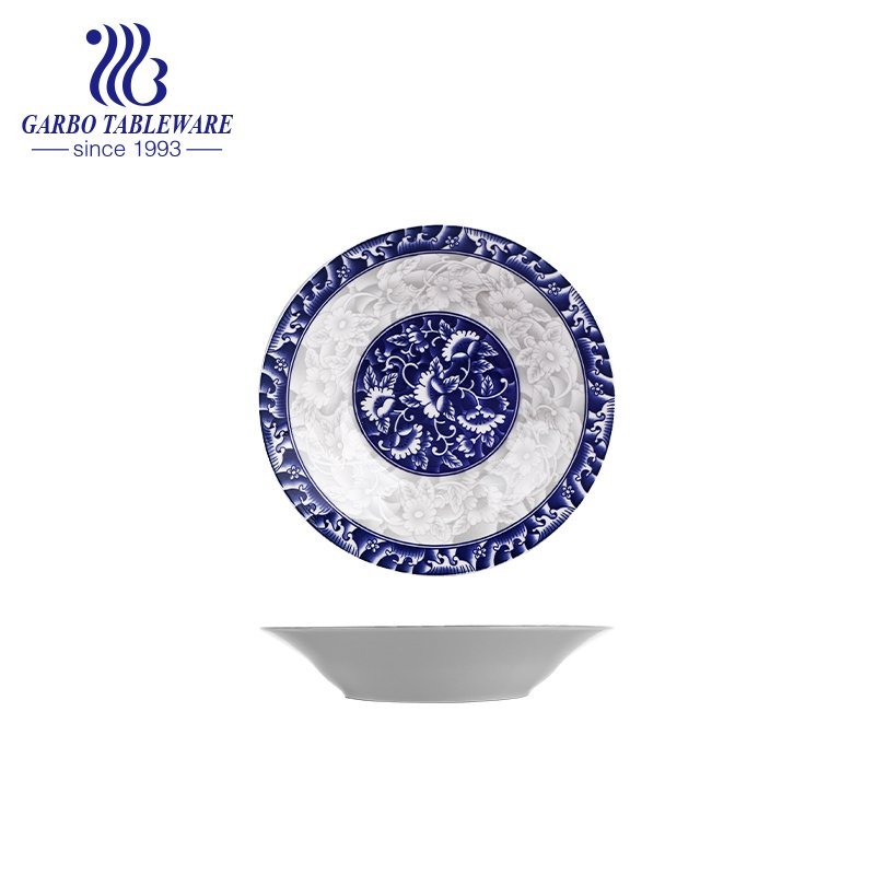 Fancy custom design under glazed decor 8inch stoneware plate flat ceramic dessert dish