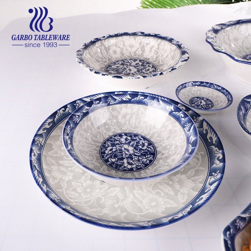 Ceramic bowl with flower edge big size 2200ml for family using