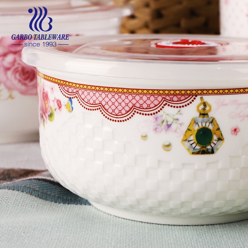 Hotsale 3pcs porcelain bowl set food container with customized decal