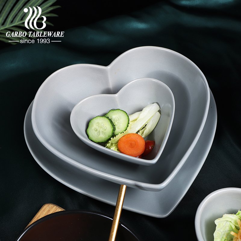 high quality heart shape color glazed stoneware set