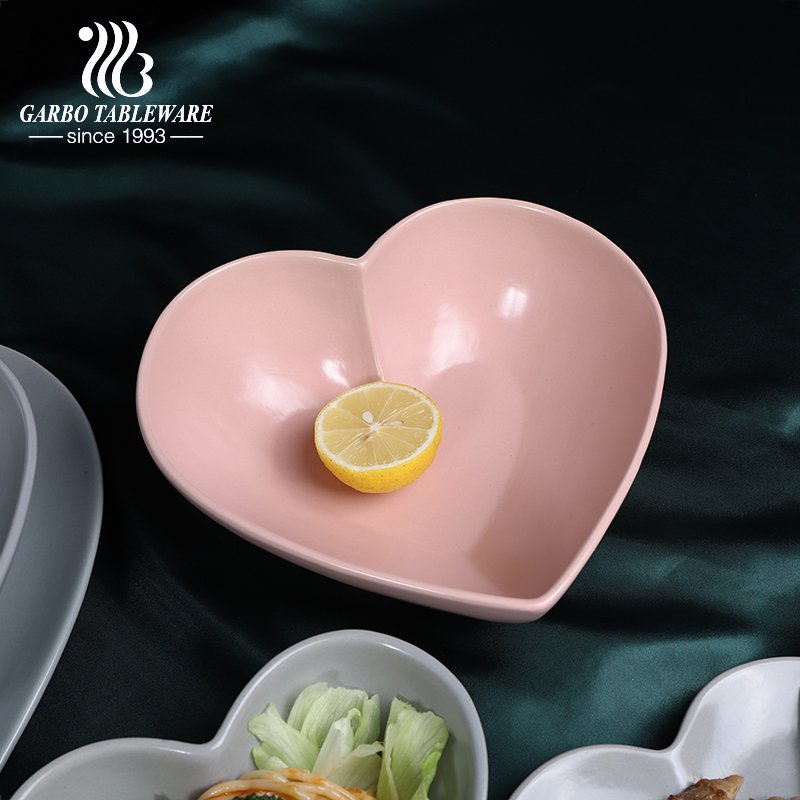 high quality heart shape color glazed stoneware set