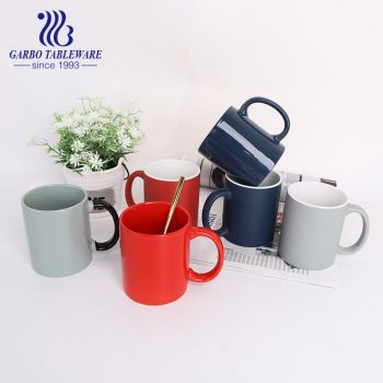 Stoneware china ceramic mug with color glaze handle grey drinking mug porcelain daily  juice cup for home decoration