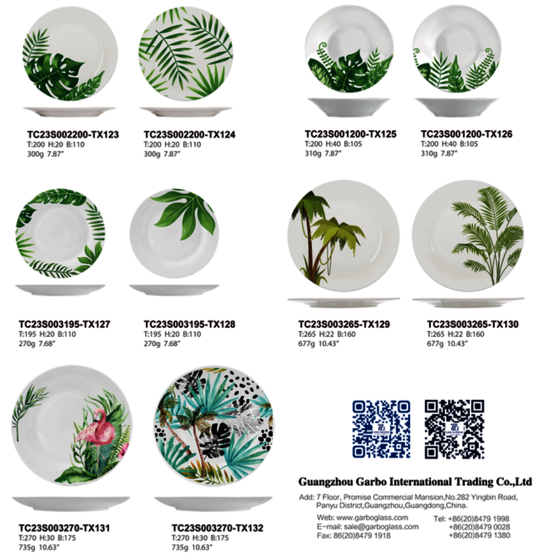 Garbo custom tropical style under glazed ceramic dinnerware