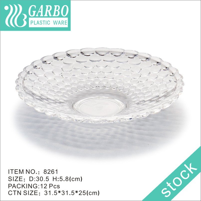 Strong and Lightweight Plastic Fruit Snack Plate with Irregular Shape and Embossed Designs Mini Tableware Serving Plates