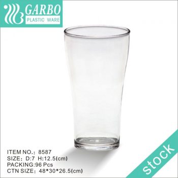 Copo alto de vidro transparente de policarbonato para beber cerveja 300ml