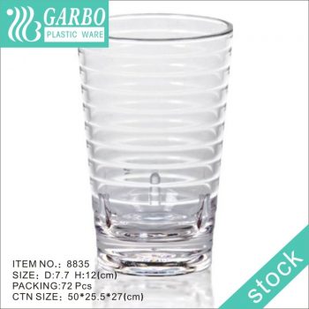Circle design daily drinking polycarbonate 11oz glass cup transparent