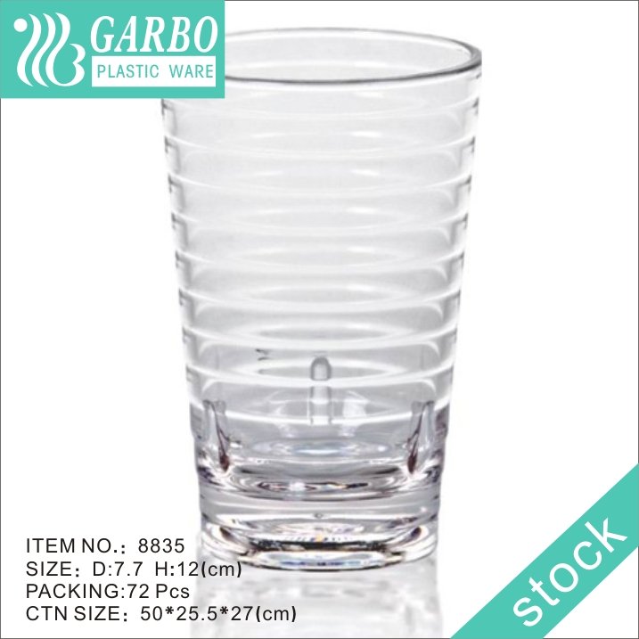 Daily use tall durable 450ml polycarbonate juice glass cup in transparent