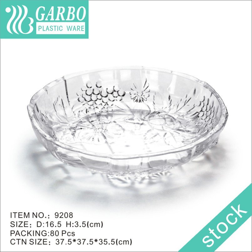 Strong and Lightweight Plastic Fruit Snack Plate with Irregular Shape and Embossed Designs Mini Tableware Serving Plates