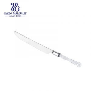 Garbo tableware popular stainless steel table dinner BBQ knife with transparent PP handle for restaurant kitchen