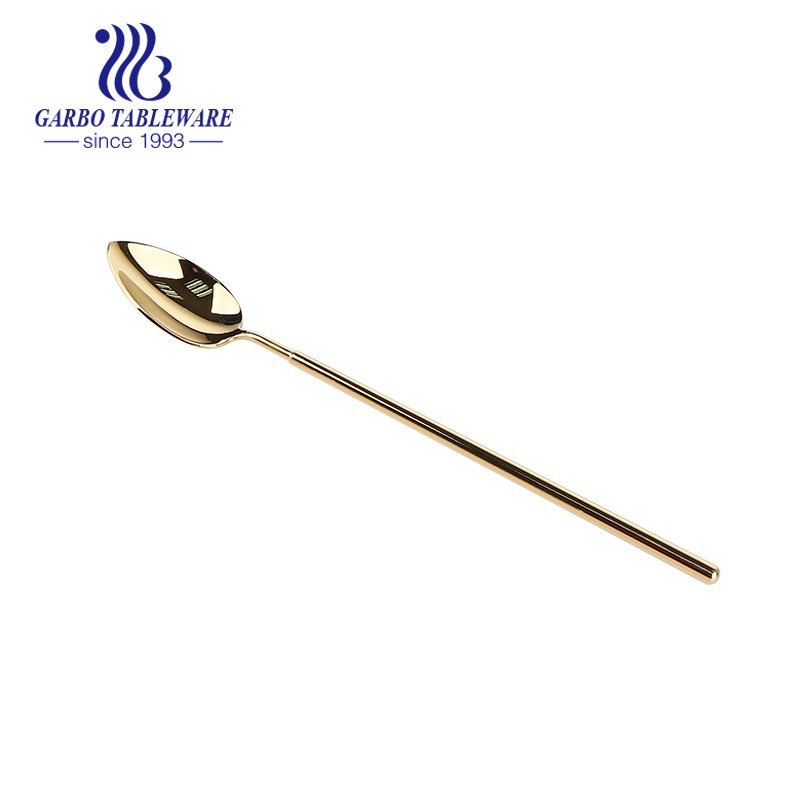 Mirror polish gold titanium plating 304 stainless steel tea spoon set of 6pcs