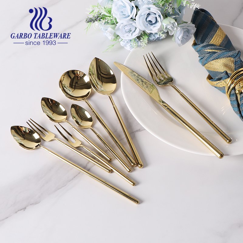 Factory Price 9 pcs Gold Plated Stainless Steel Cutlery Set American European Popular Flatware Set made in China