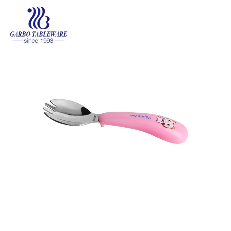 Children use high quality plasticl handle 304 stainless steel fork spoon for kids