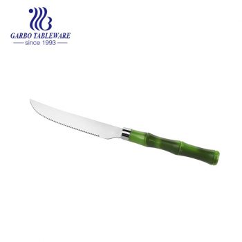 Cuchillo de carne de alta calidad SS410 de grado alimenticio con mango de diseño de bambú