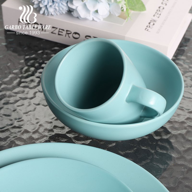 Wholesale sky blue color-glazed ceramic bowl for noodles