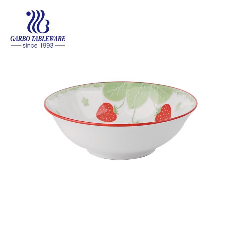 6 inch porcelain bowl with inside underglazed design for noodles eating