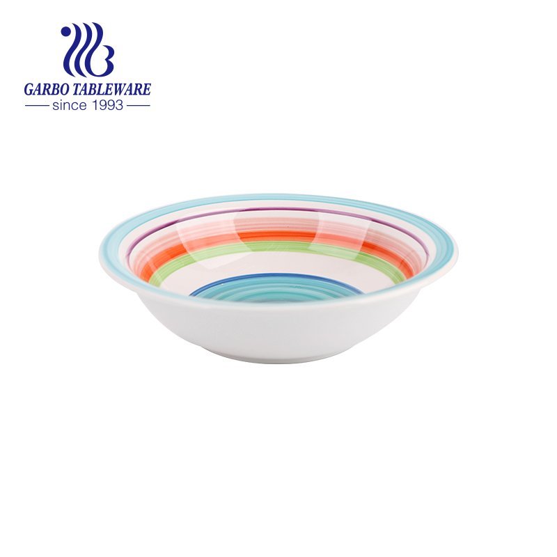 600ml Ceramic salad bowl with full decoration for promotion