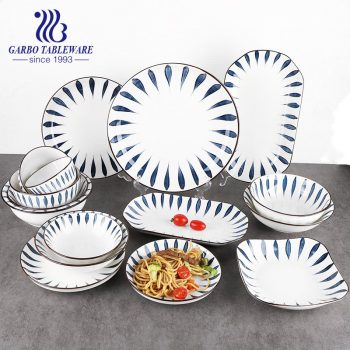 Amazon customized glazed painting wedding serving royal 16pcs ceramic dinner set