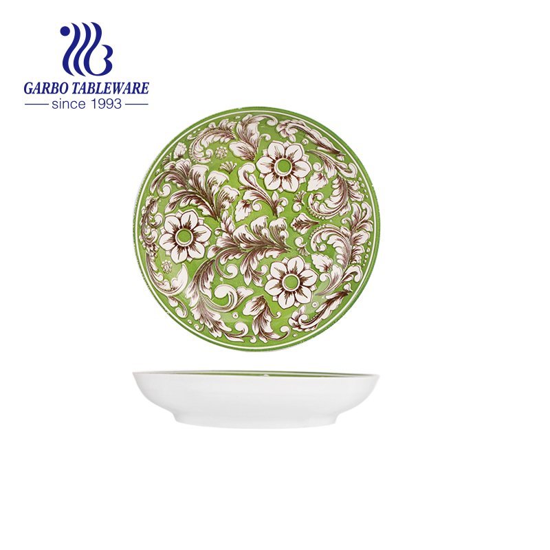 Aduana clásica al por mayor debajo del plato esmaltado del postre de la porcelana de la placa de la porción del arroz de la decoración 7inch