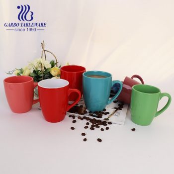 Red color ceramic mug smooth stoneware water mug coffee drinking office china cup porcelain drinks ware