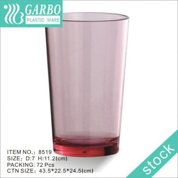 Copo de água de 10 oz roxo de policarbonato copo de vidro transparente de cor sólida